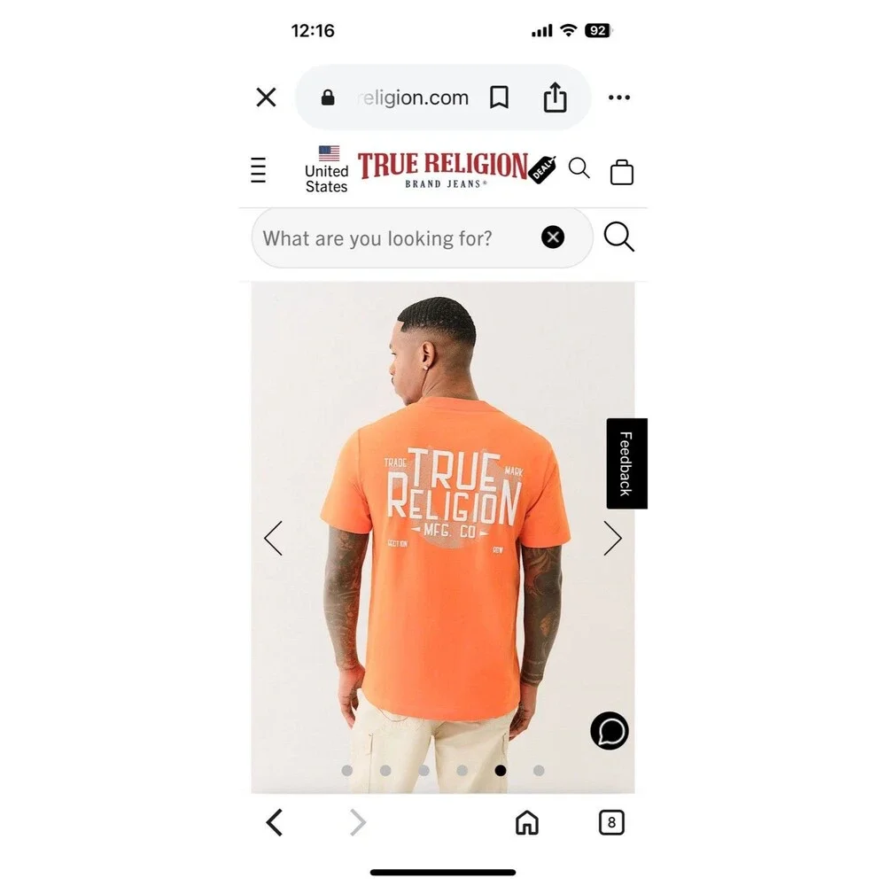 New Men’s True Region Orange Puff Print Logo Tee Size XL Retail &62